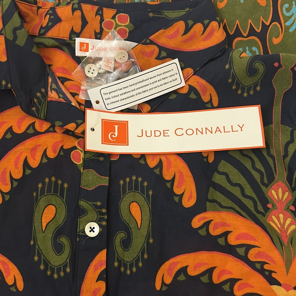 NWT Jude Connally Pru Cotton Voile Decorative Frond Navy - Picture 5 of 5
